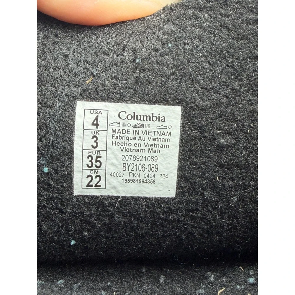 Columbia Powderbug Plus II Kids Snow Boots Black Grey 400g Insulation Size 4